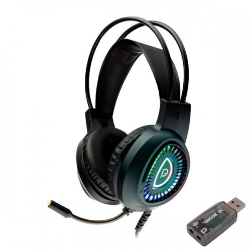 Casti  cu Microfon Gaming RGB cu fir Standard Microfon pe Brat USB 2.0 sau Jack 3.5mm x 2 Negru