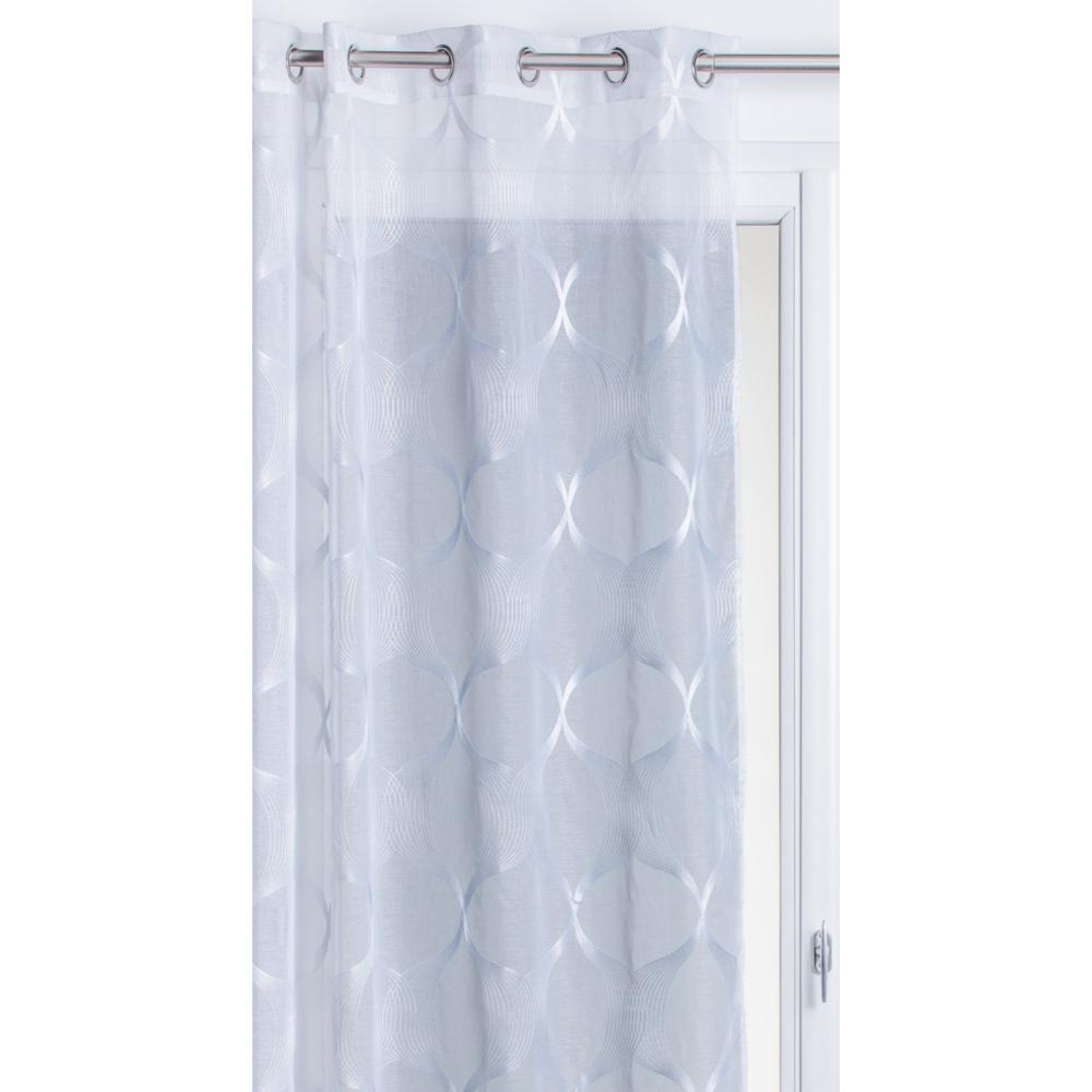 Perdea Sismo 011, poliester, model geometric, alb, 140 x 260 cm