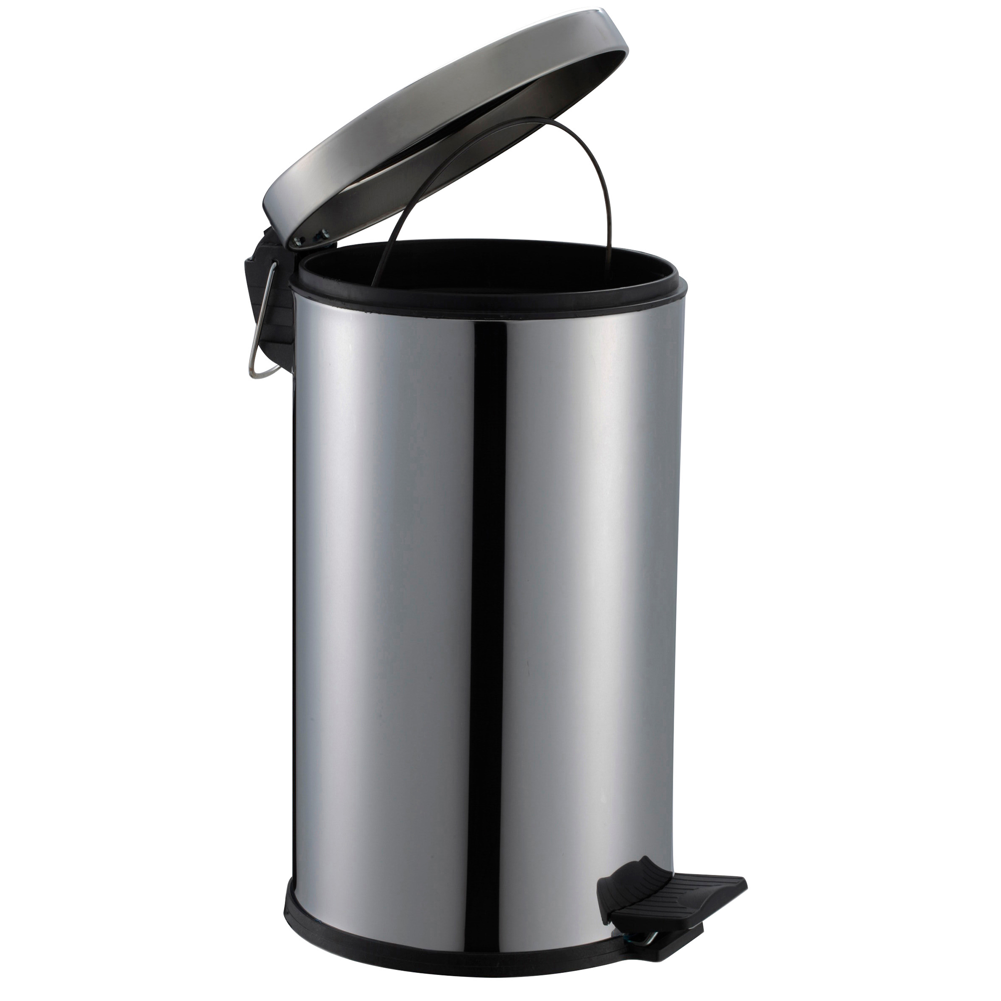Cos gunoi cu pedala, metal, argintiu, 12 l