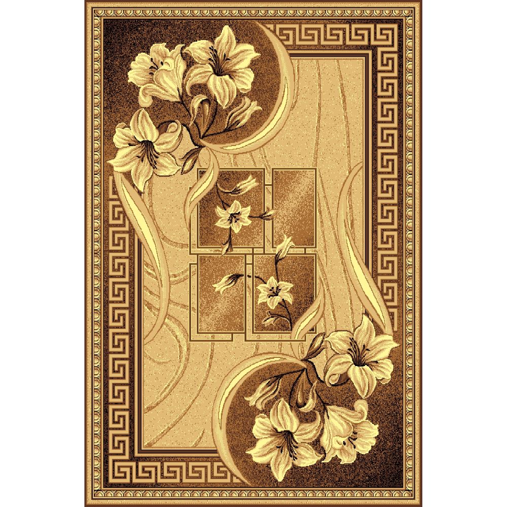 Covor clasic Gold 364/12, polipropilena BCF, bej-maro, 60 x 110 cm