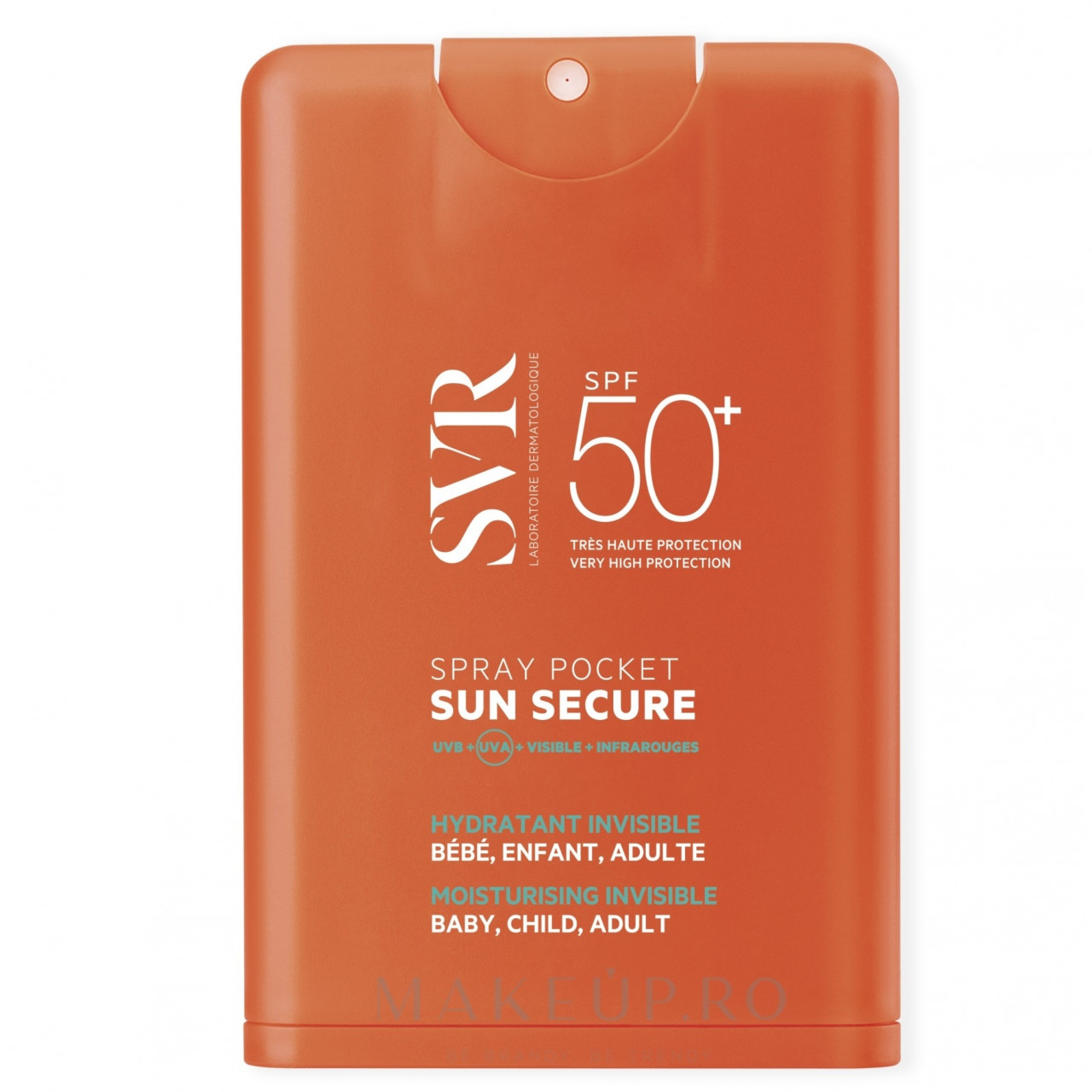 Spray de buzunar cu SPF50+ Sun Secure Svr, 20 ml