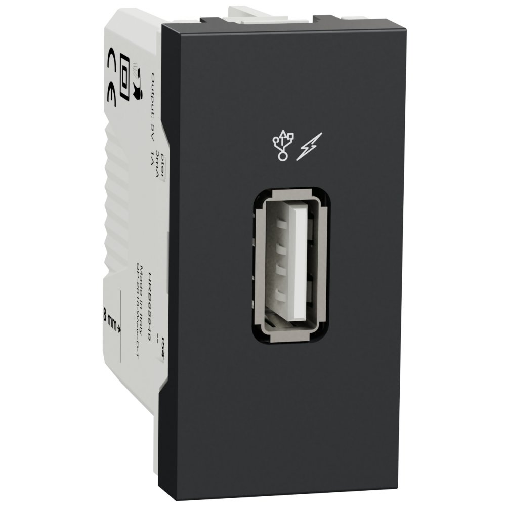 Priza incarcare USB 1A 1m tip A Schneider Noua Unica NU342854, antracit