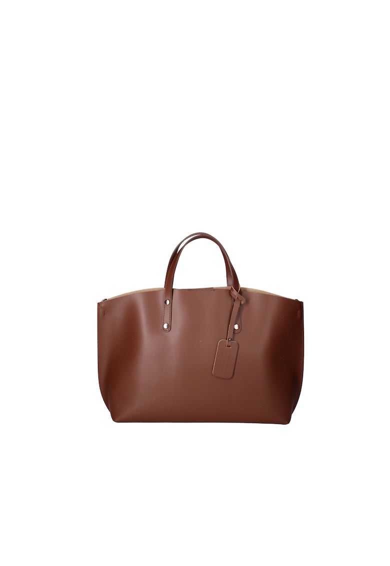 Geanta de piele cu bareta si etui interior detasabil - Maro