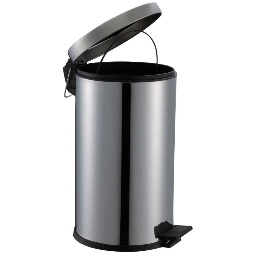 Cos gunoi cu pedala, metal, argintiu, 8 l