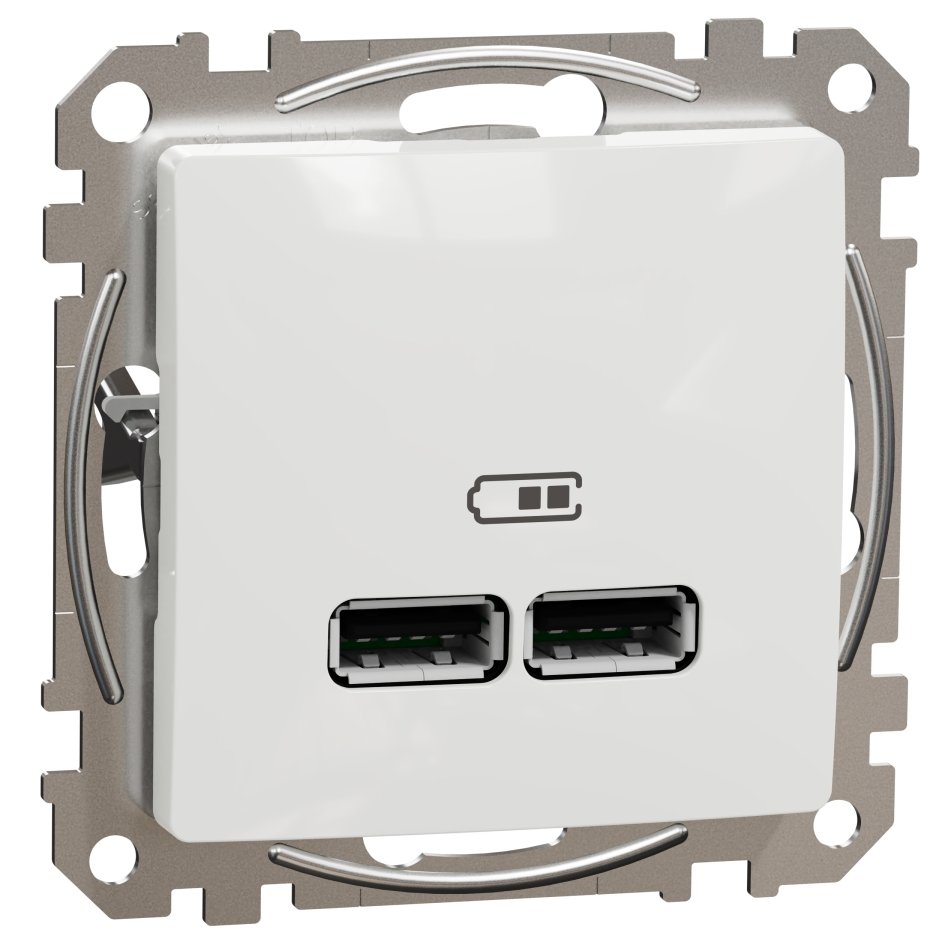 Priza incarcare USB A+A 2.1A, Schneider, SDD111401, Sedna Design, alb