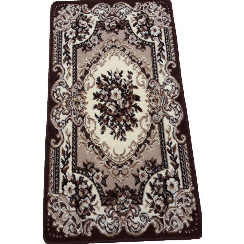 Covor clasic Gold 047/12 A, polipropilena BCF, bej-maro, 60 x 110 cm