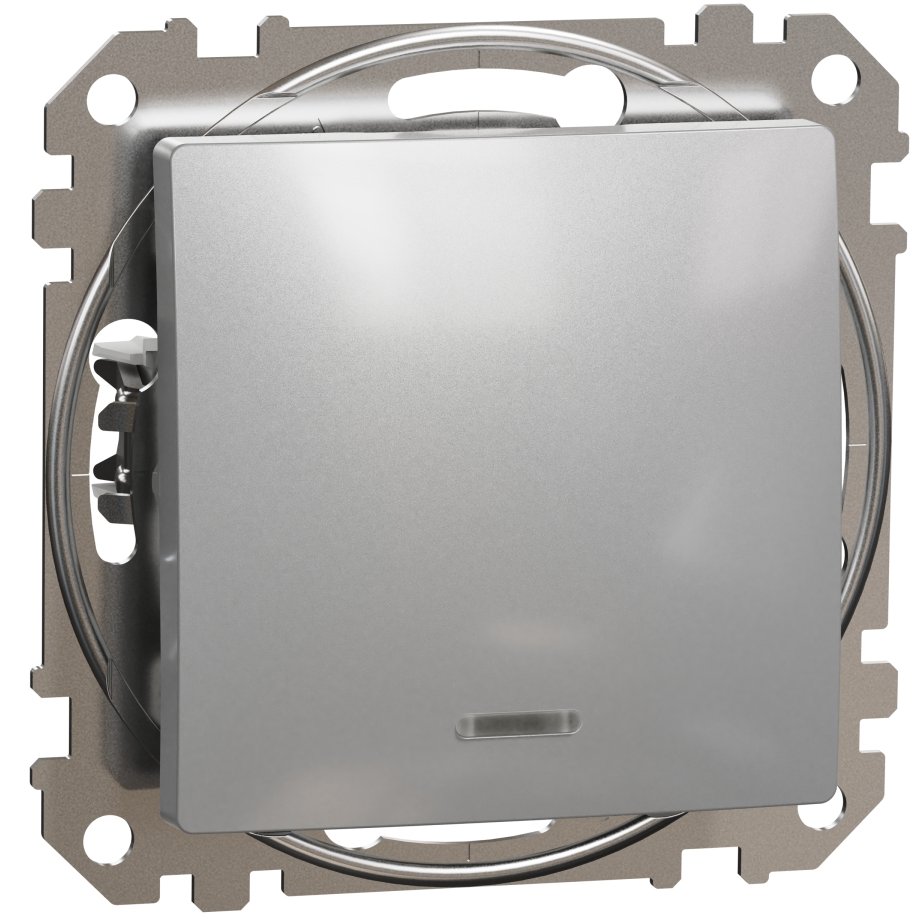 Intrerupator simplu cu indicator luminos, Schneider,SDD113101L, Sedna Design, aluminiu