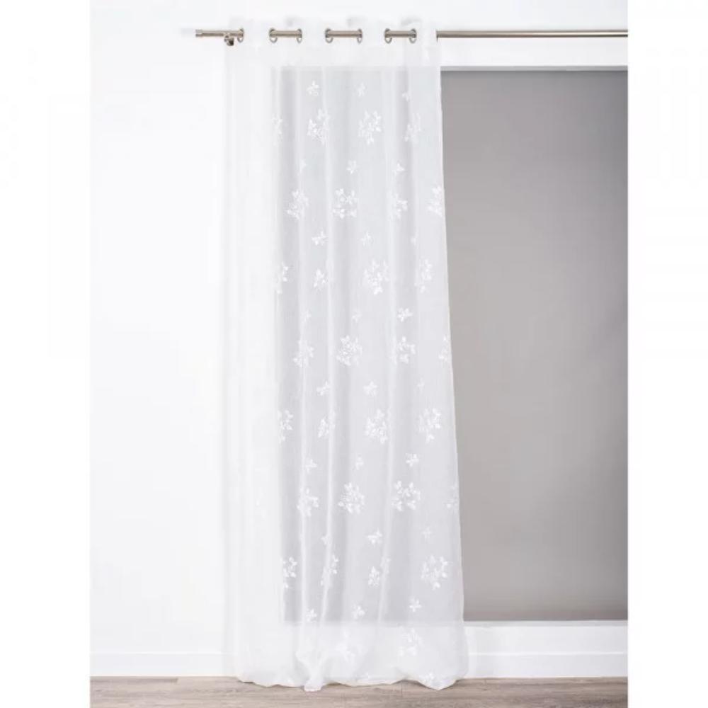Perdea Fleurette Ivoire 021, poliester, model floral, ivoire, 140 x 240 cm
