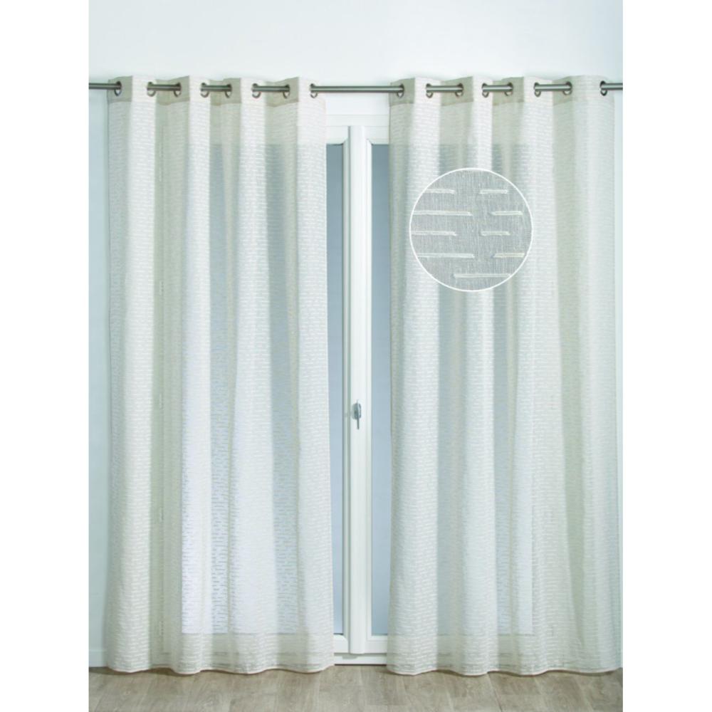 Perdea Riane Beige 025, poliester, model cu dungi, bej, 140 x 240 cm