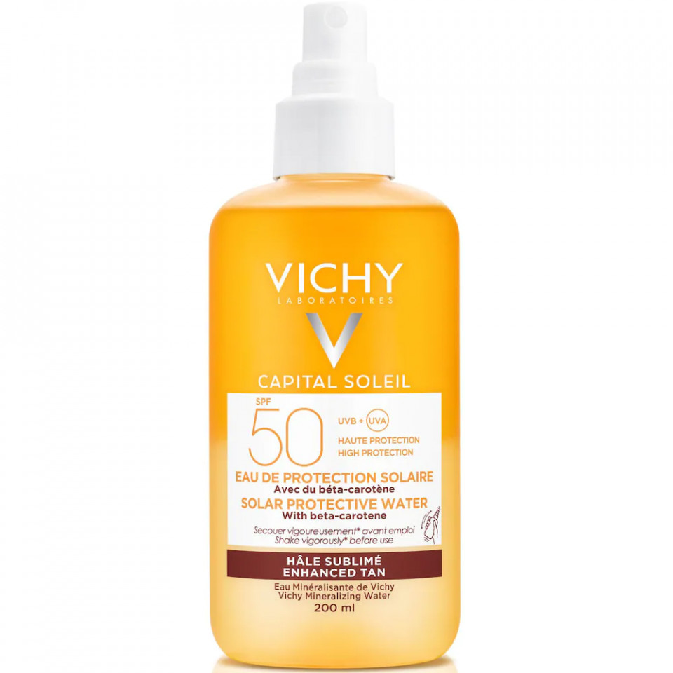 Apa de protectie solara pentru un bronz sporit SPF 50 Vichy Capital Soleil, 200 ml