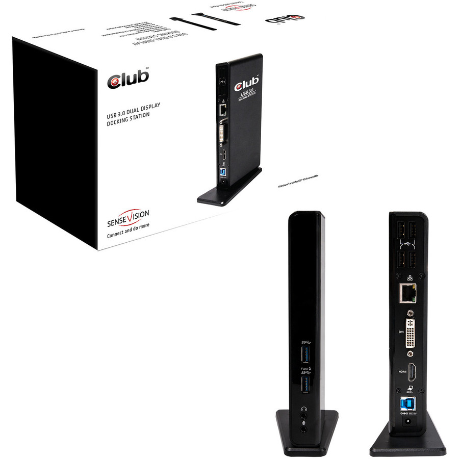 Statie Display Docking,  SenseVision, USB 3.0, Dual, Negru