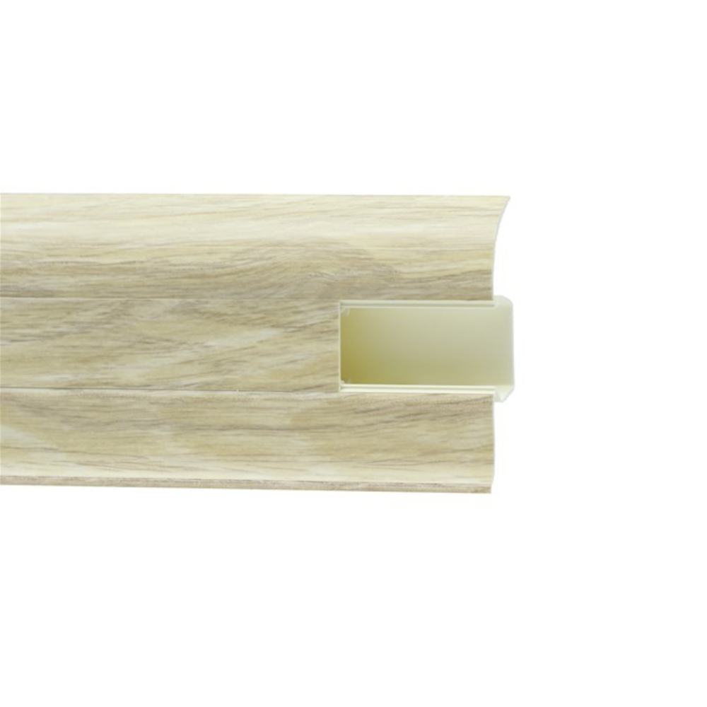 Plinta parchet PVC, stejar Palmyra, canal cablu, 2500 x 22 x 55 mm