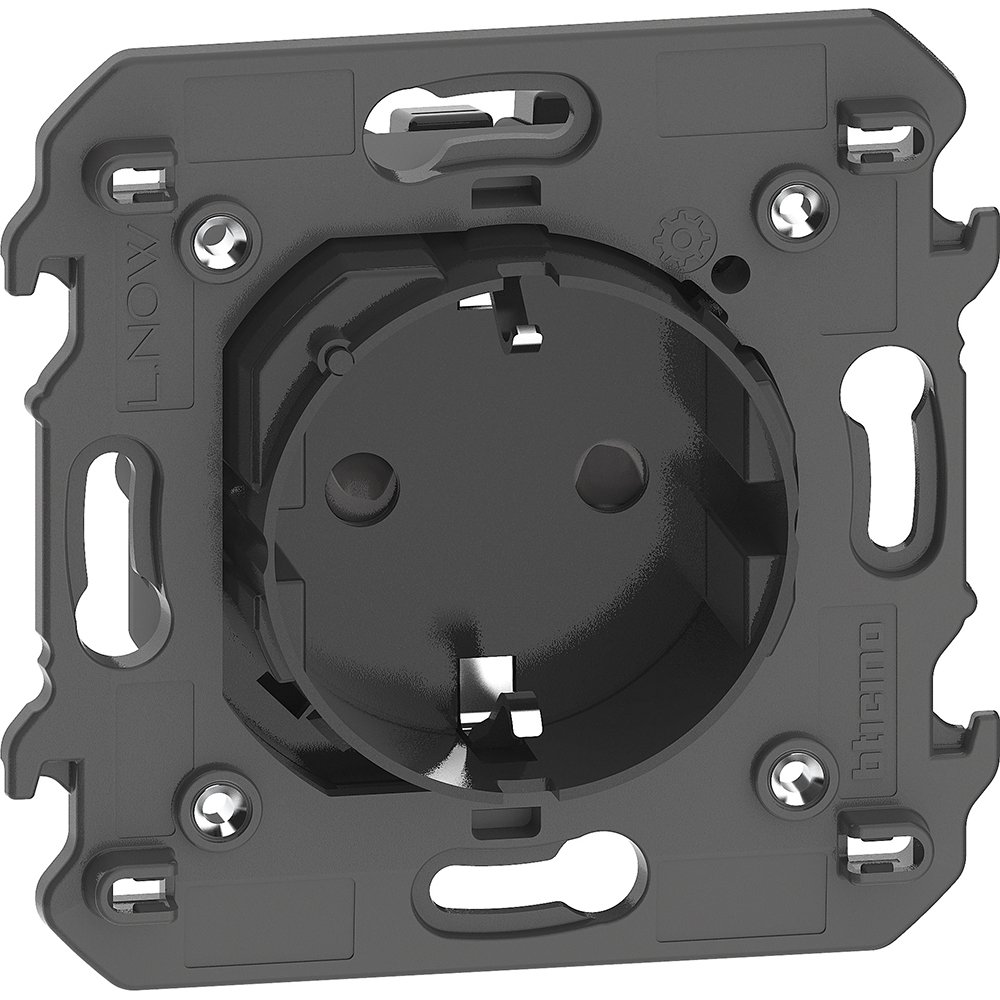 Priza conectata standard german 16A 2 module Bticino Living Now KG4141AC, negru