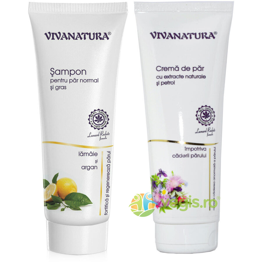 Sampon Natural cu Lamaie si Argan 250ml + Crema Impotriva Caderii Parului 250ml Pachet PROMO