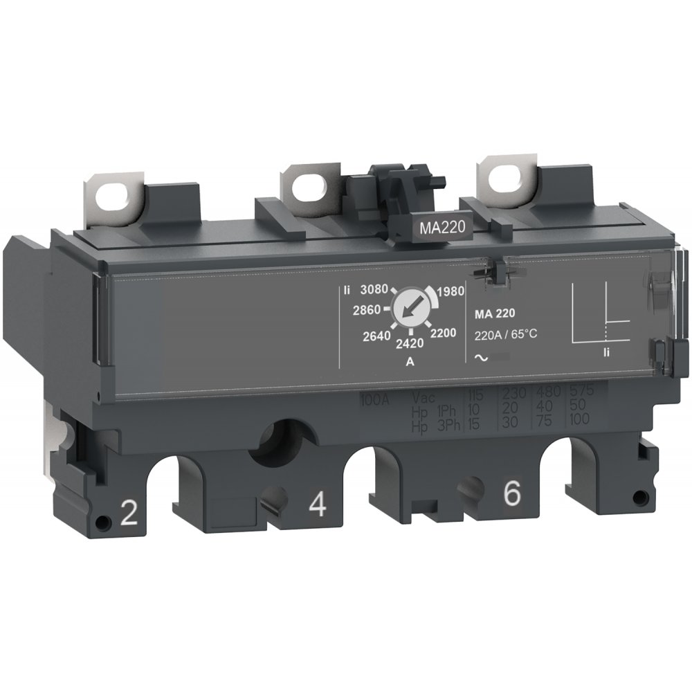 Unitate de declansare MA220 pentru intreruptoarele ComPacT NSX 250, magnetice, 220 A, 3 poli 3d Schneider C253MA220