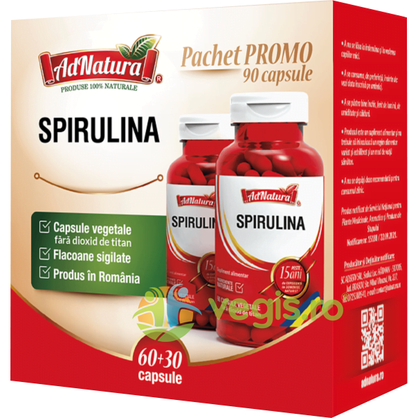 Pachet Spirulina 60cps+30cps