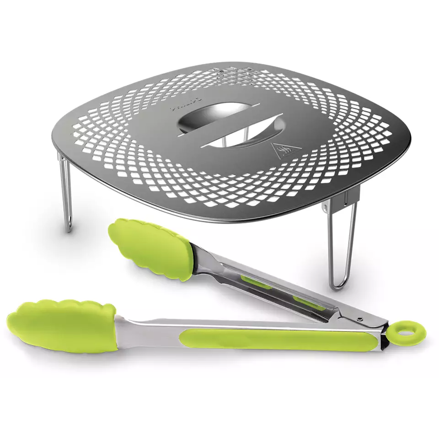Accesoriu Pentru Airfryer Pentru Chipsuri Si Gustari Sanatoase Cleste De Silicon Compatibil Cu Gama XXL HD9867, HD9650 Argintiu/Verde