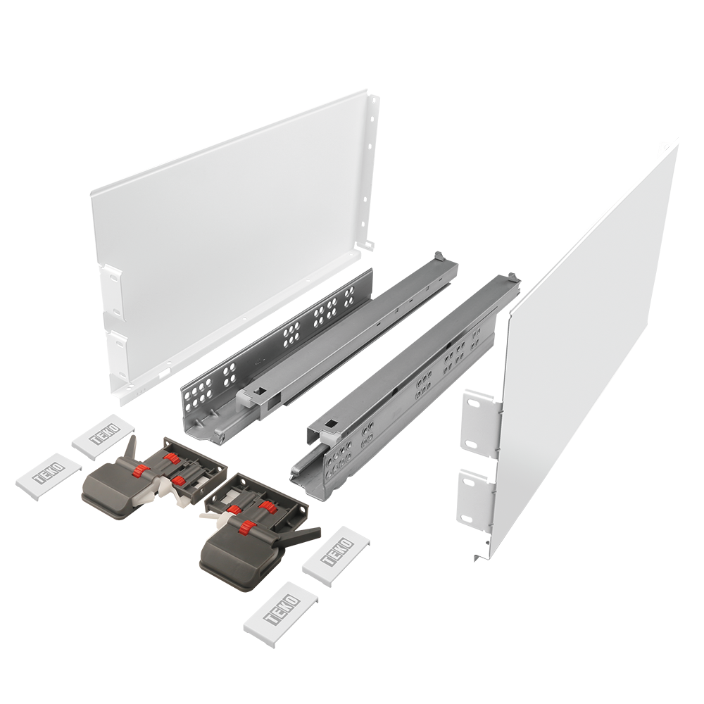 Set sertar Teko Extra Slim, otel si plastic, alb, 35 kg, 500 mm