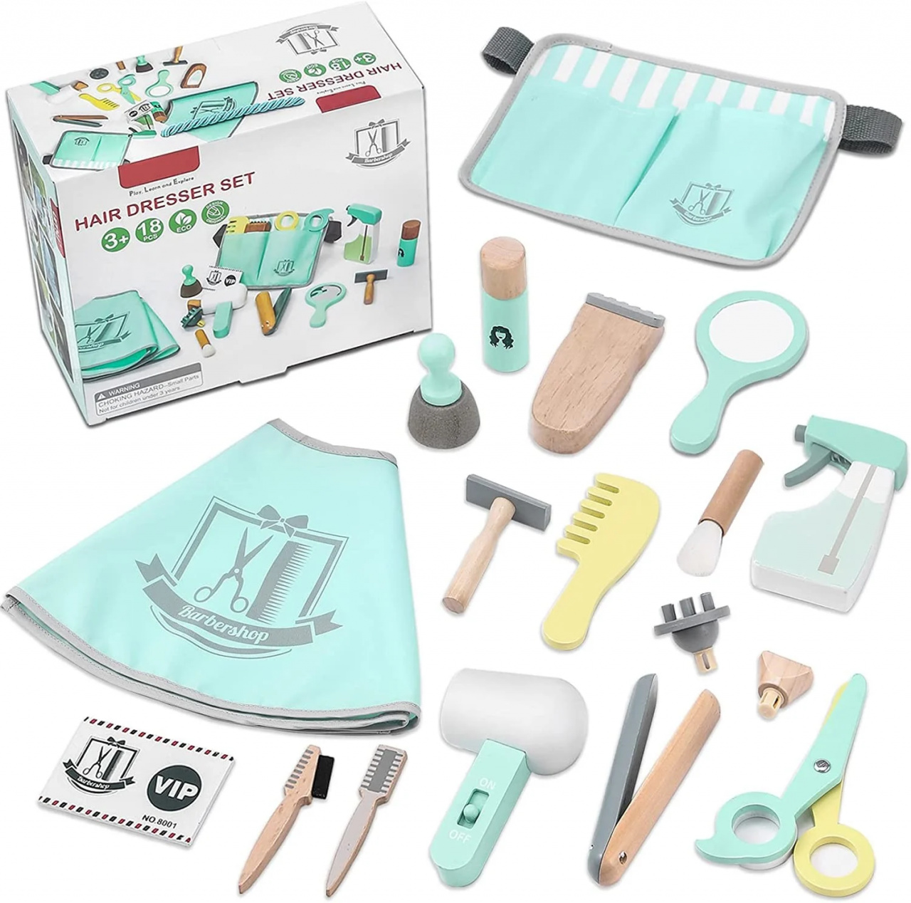 Set de Frizerie pentru Copii Hair Dresser - Jucarie din Lemn pentru Tuns si Infrumusetare