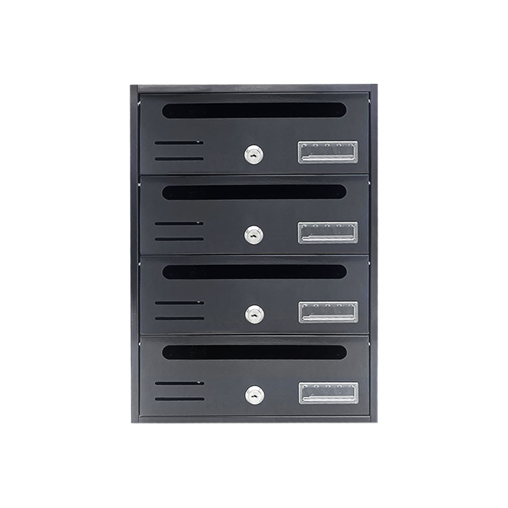 Cutie postala modulara exterior Ferrobrand Colectiv, 4 module, tabla zincata, gri antracit texturat, 420 x 300 x 170 mm