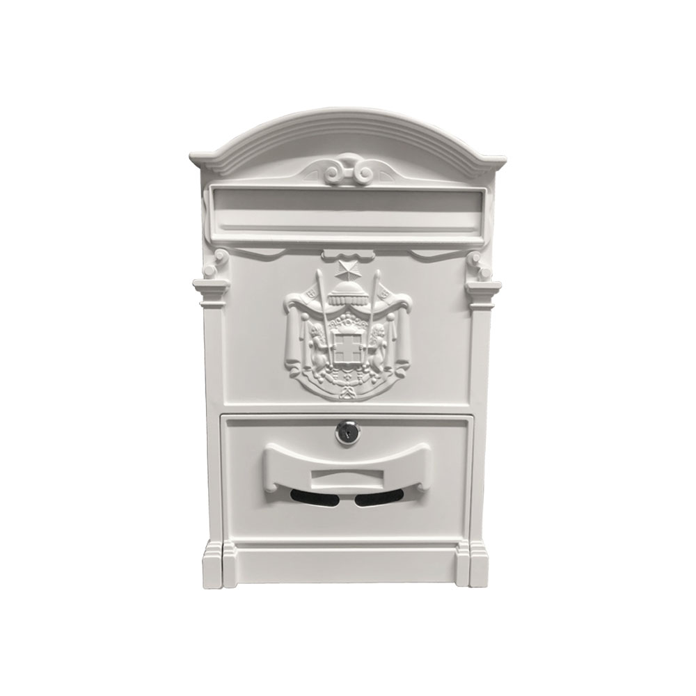 Cutie postala exterior Ferrobrand, tabla zincata, usa aluminiu, alb, 2 chei, 400 x 255 x 90 mm