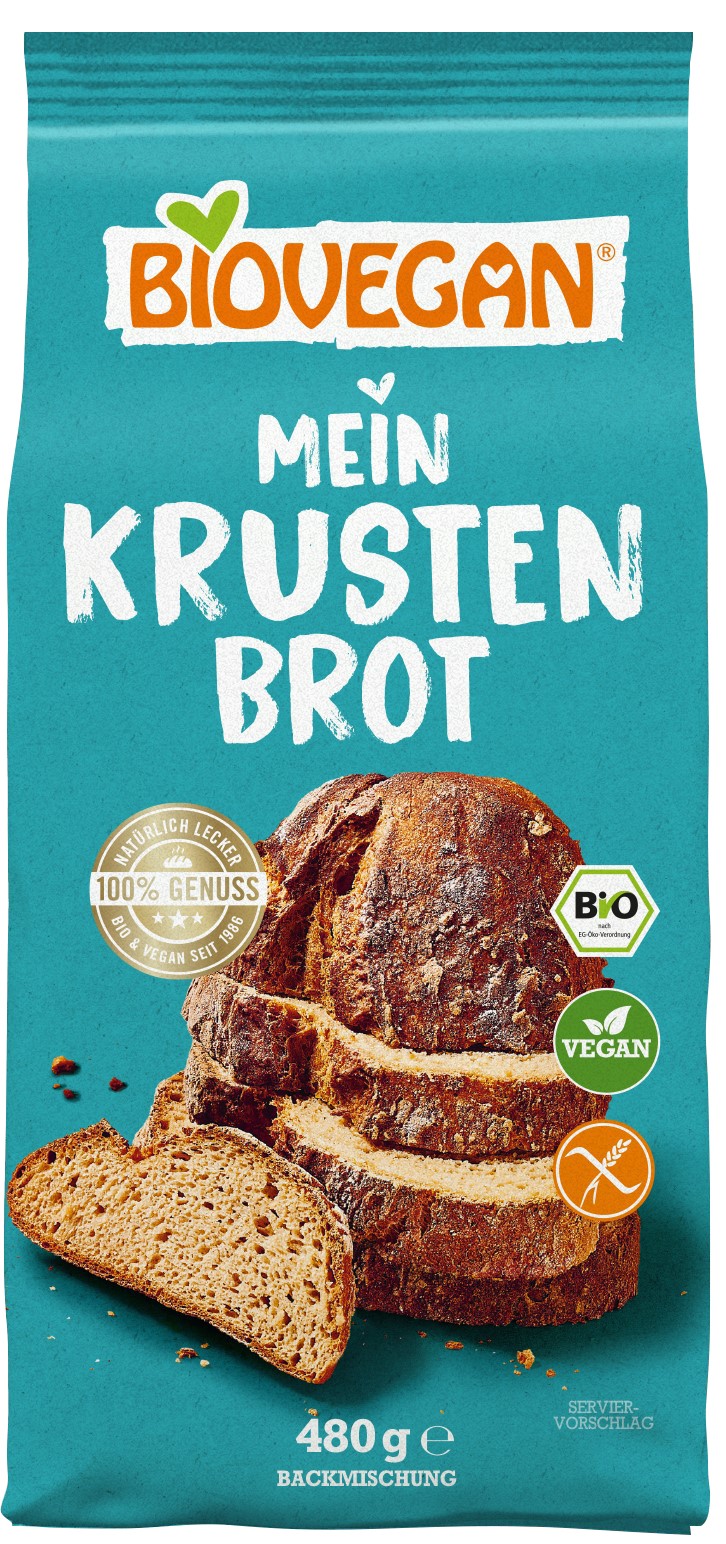 Premix bio pentru paine crustata, fara gluten, 480g Biovegan