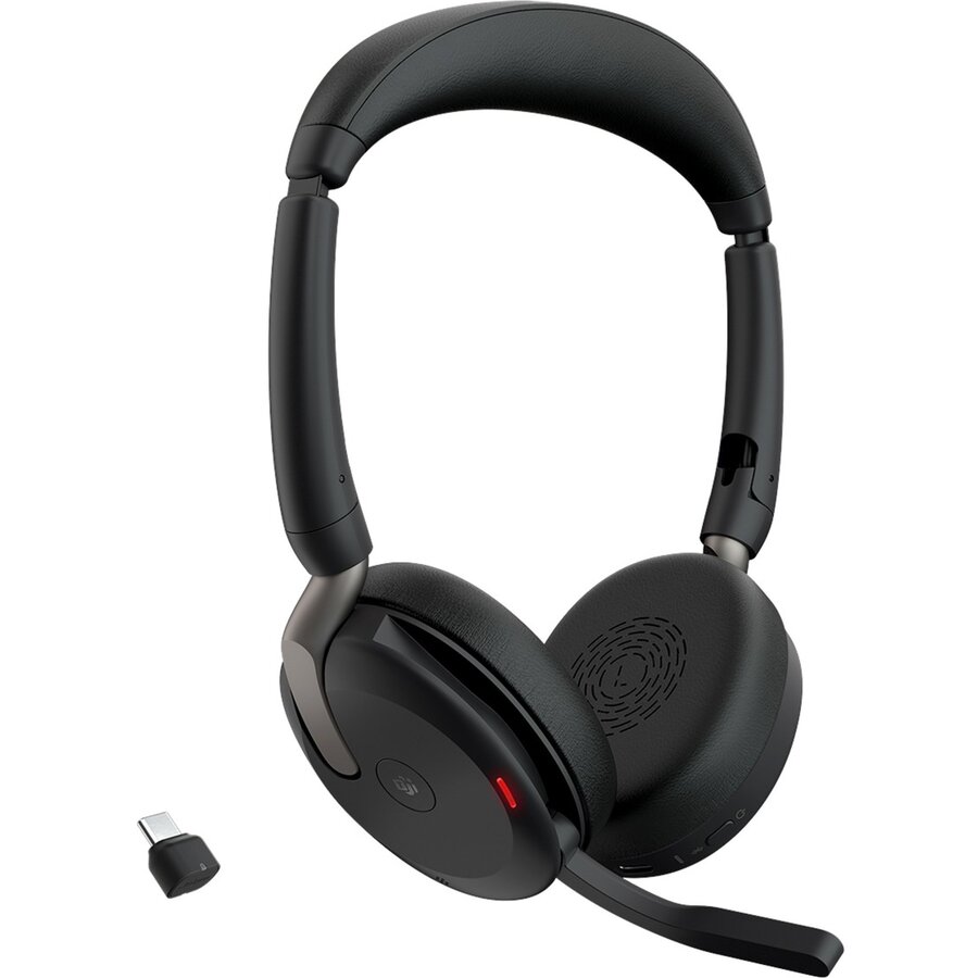 Casti Evolve2 65 Flex Duo WLC, with charging pad, headset (black, stereo, Microsoft Teams, USB-C, Link380c)