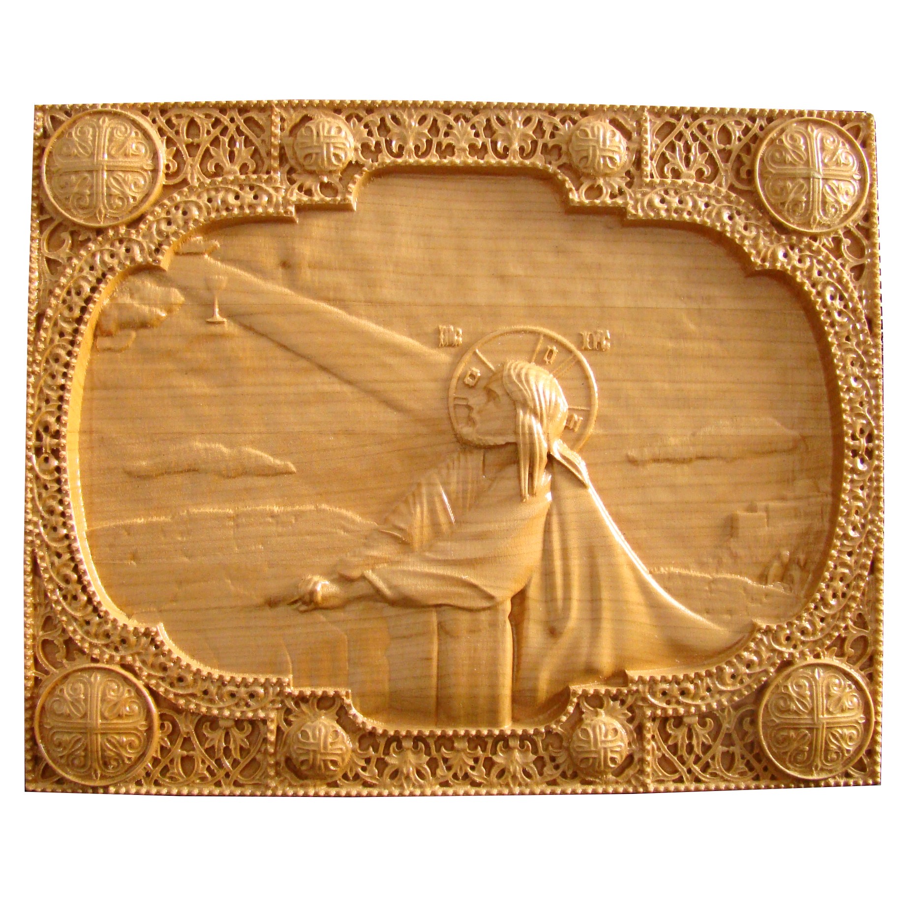 Icoana sculptata Rugaciunea din gradina Ghetsimani, lemn masiv, 31x25 cm