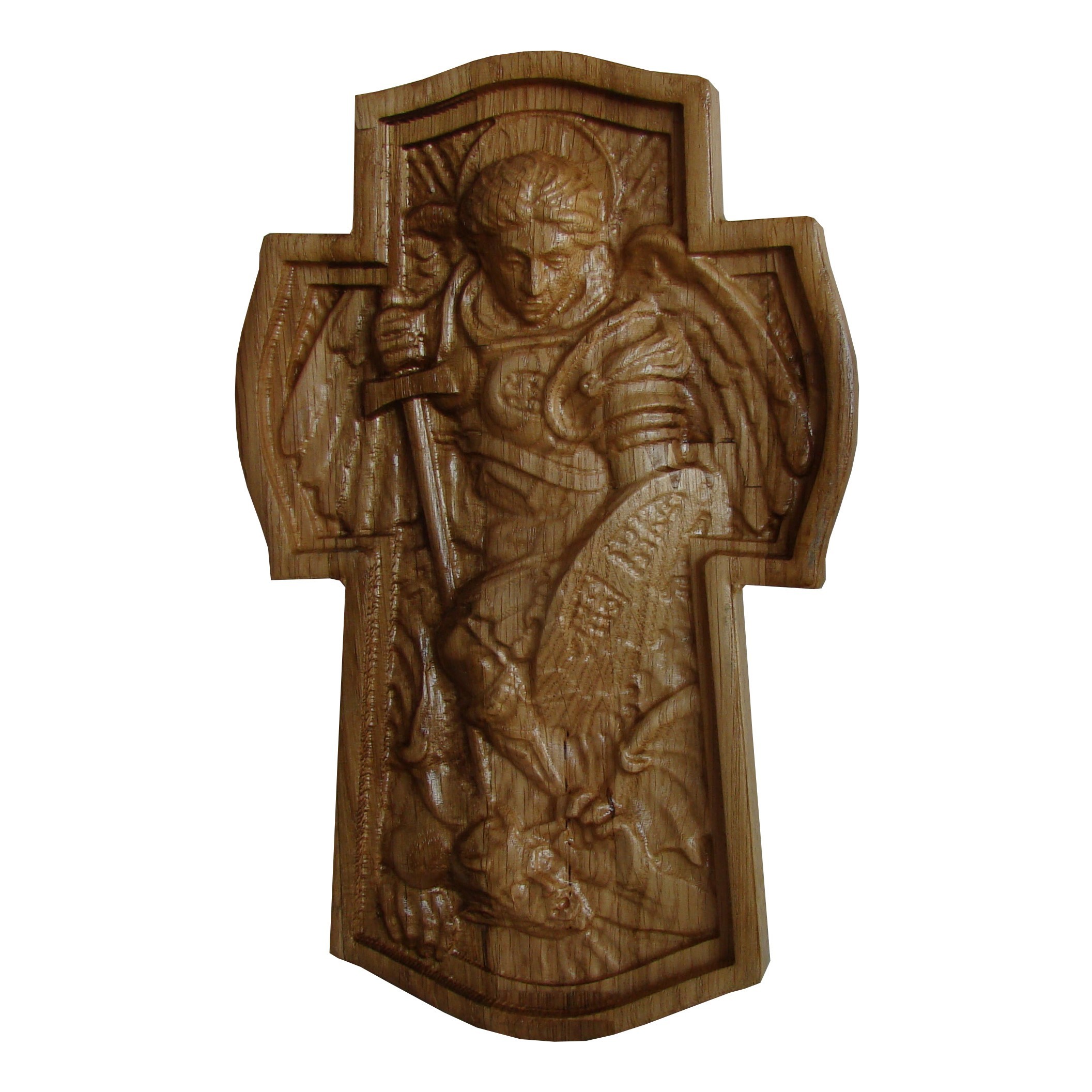 Arhanghelul Mihail biruind pe Satana, stejar, 26.5x16.5