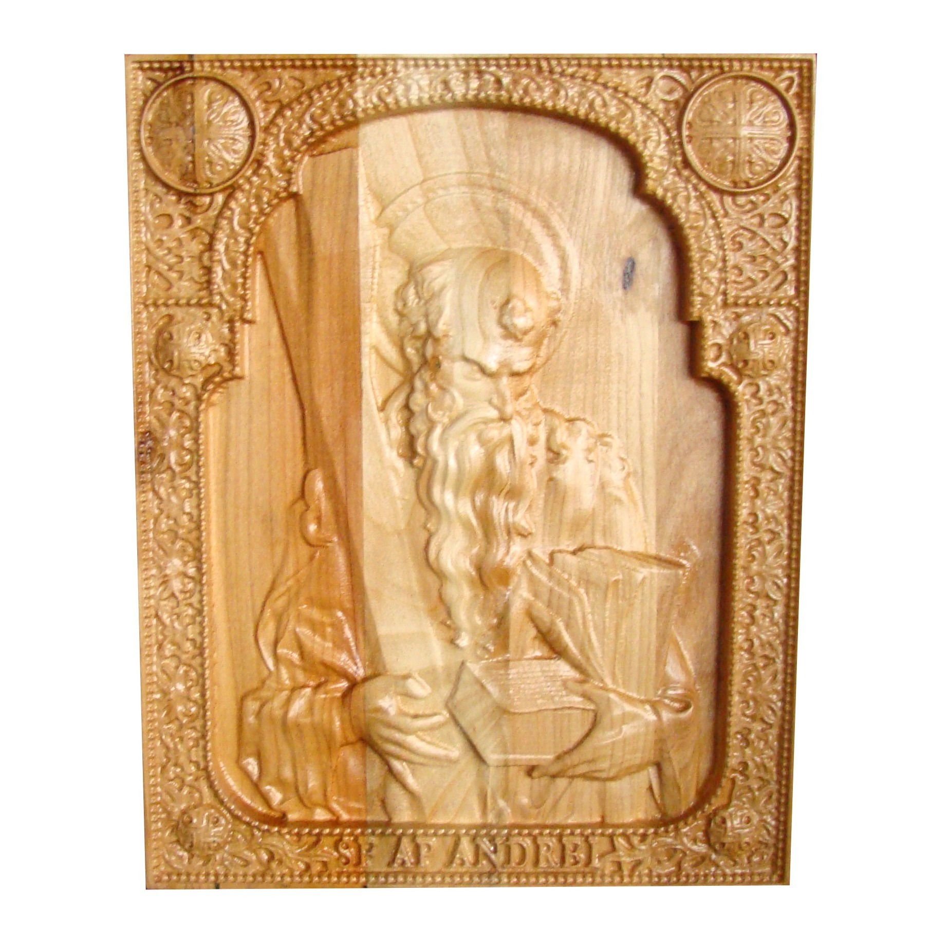 Icoana sculptata Sfantul Apostol Andrei, ocrotitorul Romaniei, 25x20cm
