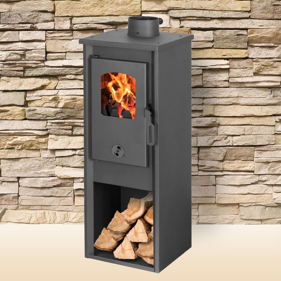 Semineu (Soba) pe lemne Fornello Berna Lux S 5-7 kW 330x365x940 mm Gratar ardere din fonta camera de ardere samotata usa cu geam din sticla termorezistenta