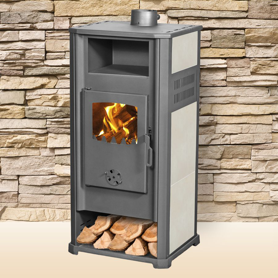 Semineu (Soba) pe lemne Fornello Ambasador LM N 9-11 kW 490x460x1040 mm Gratar ardere din fonta camera de ardere samotata usa cu geam din sticla termorezistenta