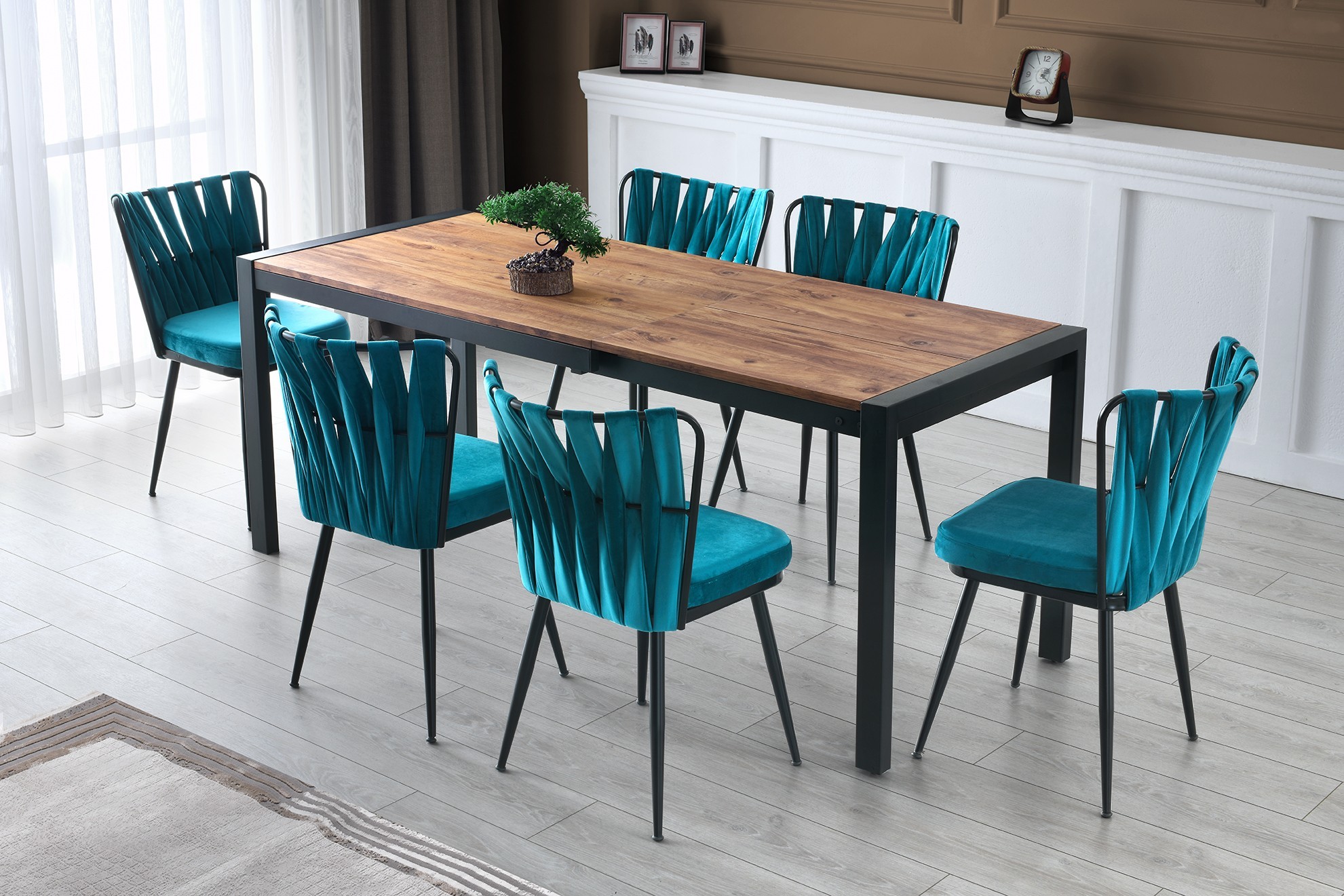 Masa Dining Extensibila Stil Industrial 120 - 187 X 75 X 74