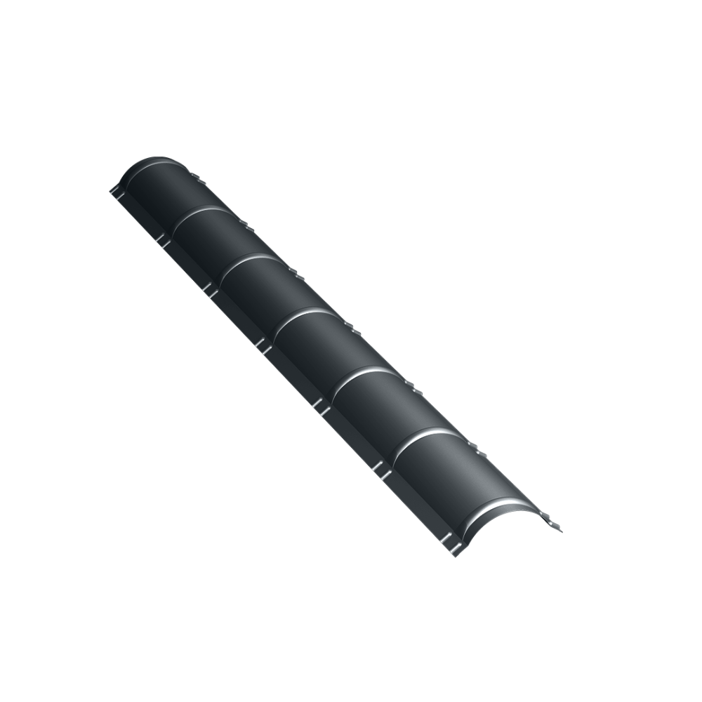 Coama semirotunda mare Caretta, tabla zincata, gri, RAL 7016, mat, 2 m