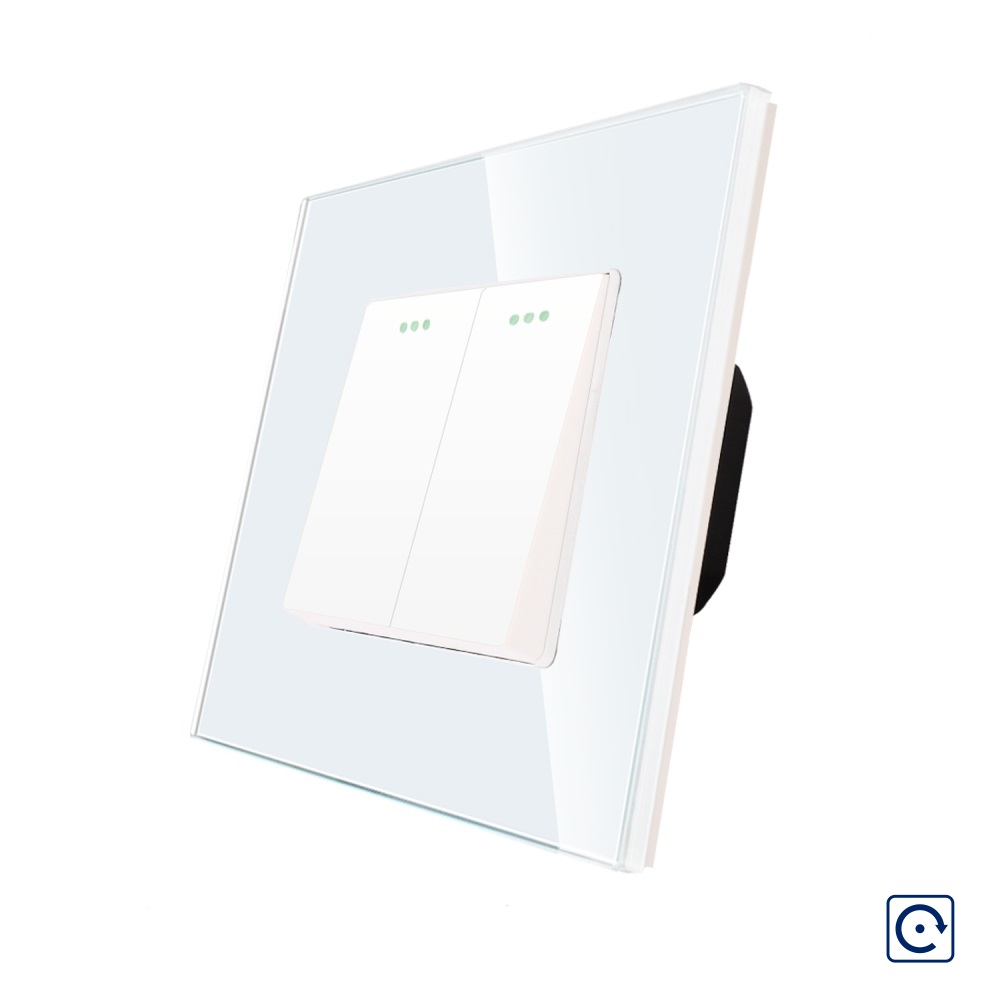 Intrerupator Dublu Mecanic cu Reset / Revenire LUXION cu Rama din Sticla