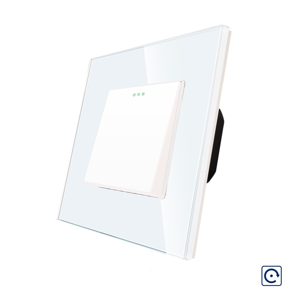 Intrerupator Simplu Mecanic cu Reset / Revenire LUXION cu Rama din Sticla