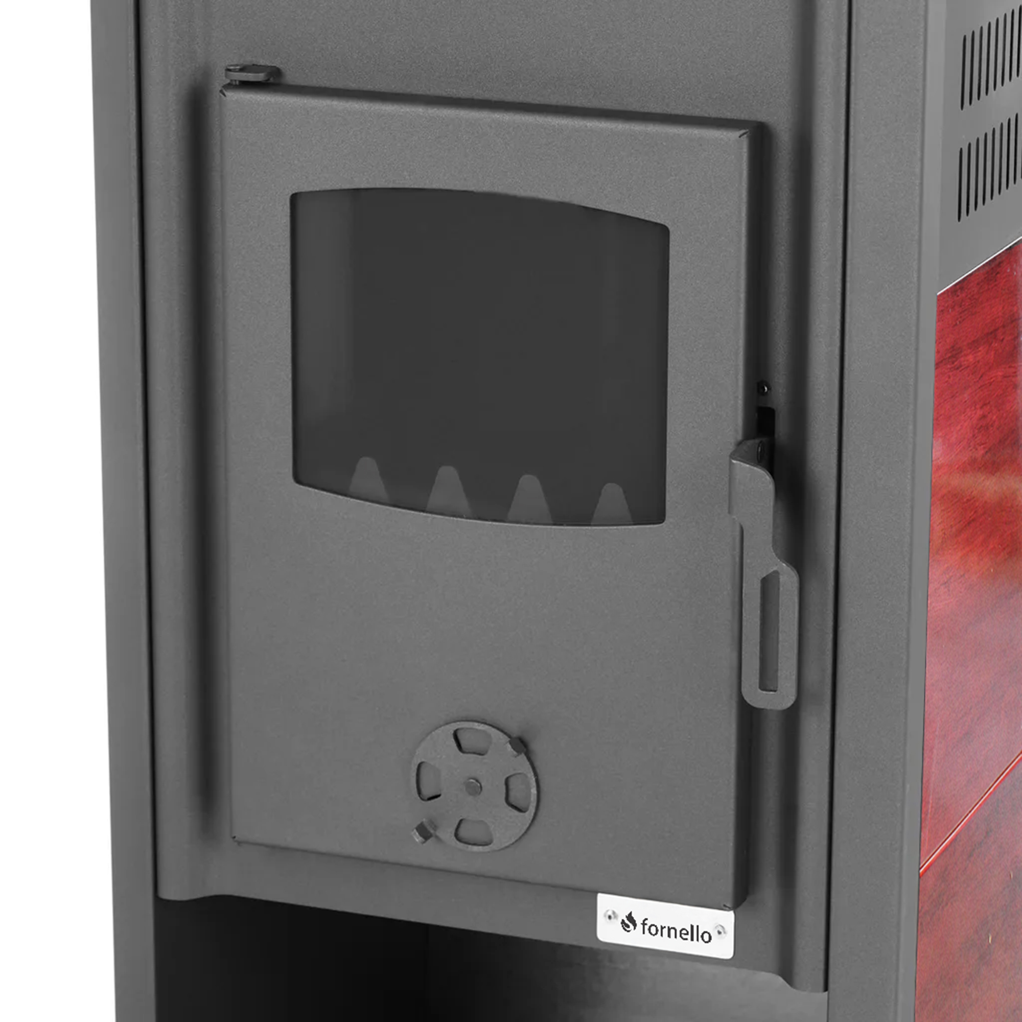 Pachet incalzire si apa calda Termosemineu pe lemne brichete si carbune Fornello Roma E Bordeaux 22 kW calorifere aluminiu Fornello Alvo teava PPR si fitinguri boiler termoelectric 100l vas expansiune pompa circulatie kit evacuare kit montaj