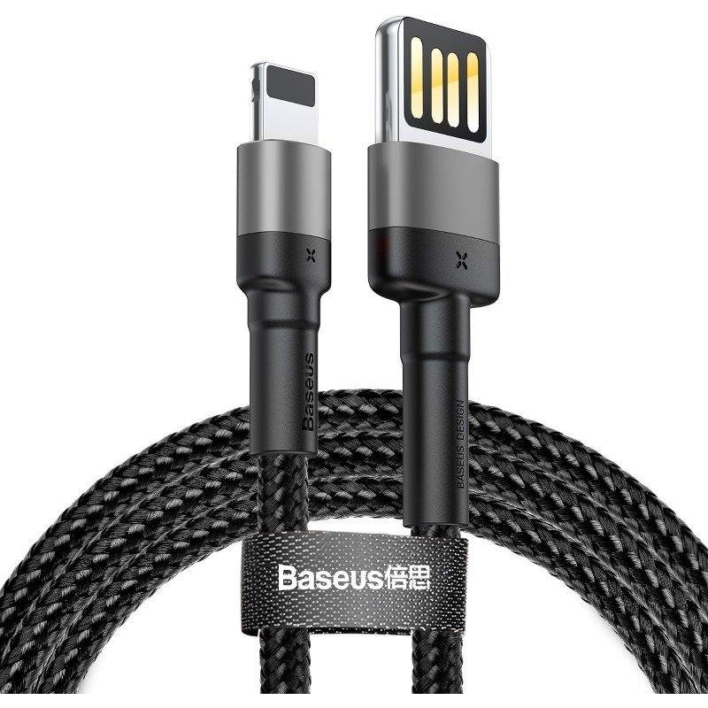 Cablu de date Cafule Double-sided, USB/Lightning, 1.5A, 2m, Negru/Gri