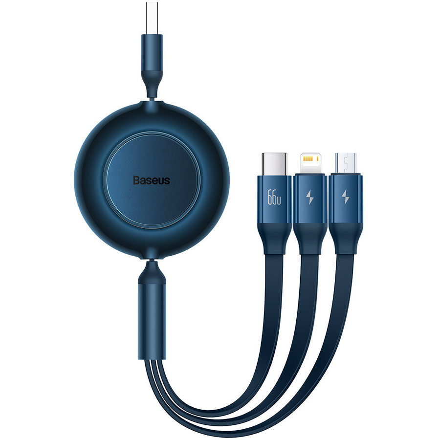 Cablu De Date Bright Mirror 2 USB - Micro-USB / Lightning / USB Type-C 66W 1.1m Albastru