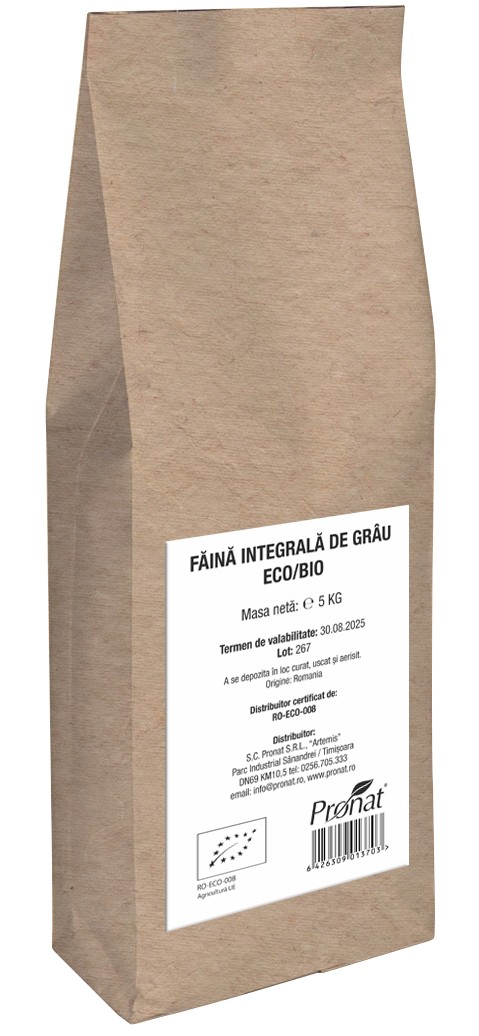 Faina integrala de grau bio 5kg Pronat