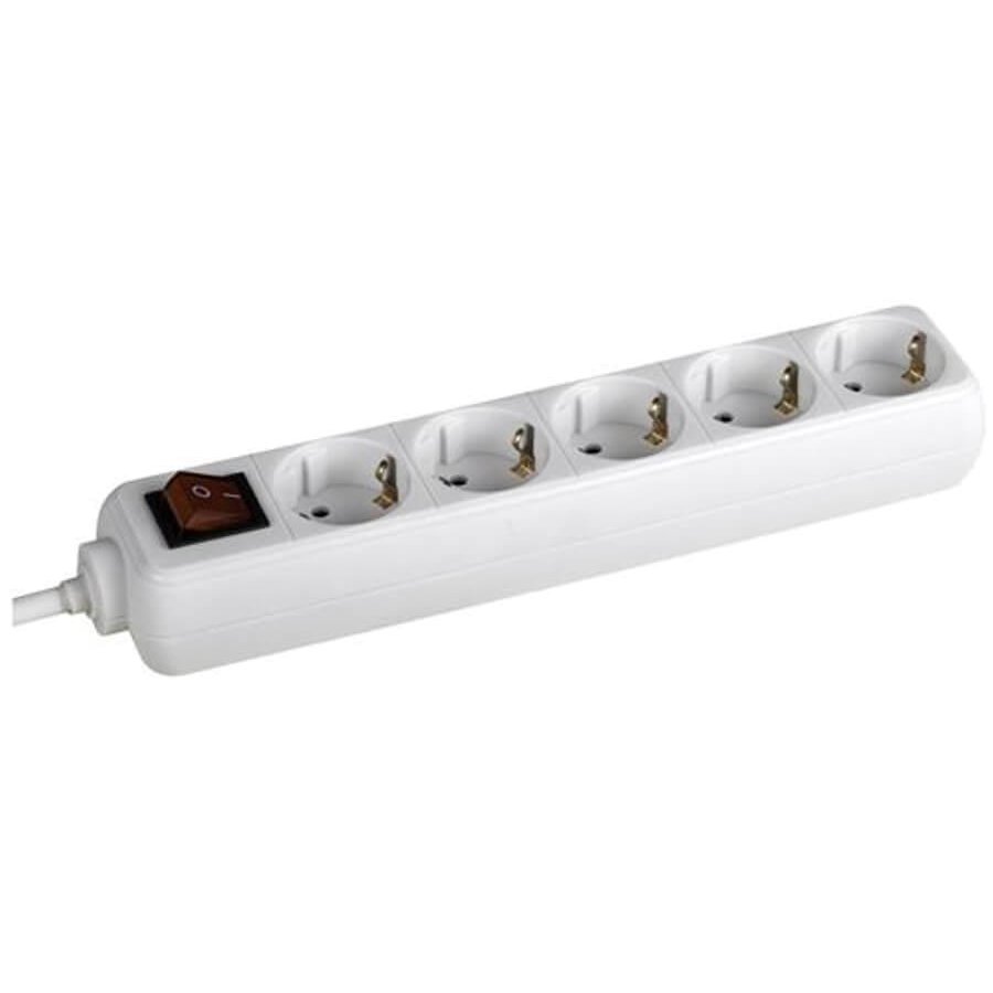 Prelungitor Bachmann SELLY 5xCEE7/3 PC, cu intrerupator, lungime cablu 5m, H05VV-F 3G1, alb BM-3812575