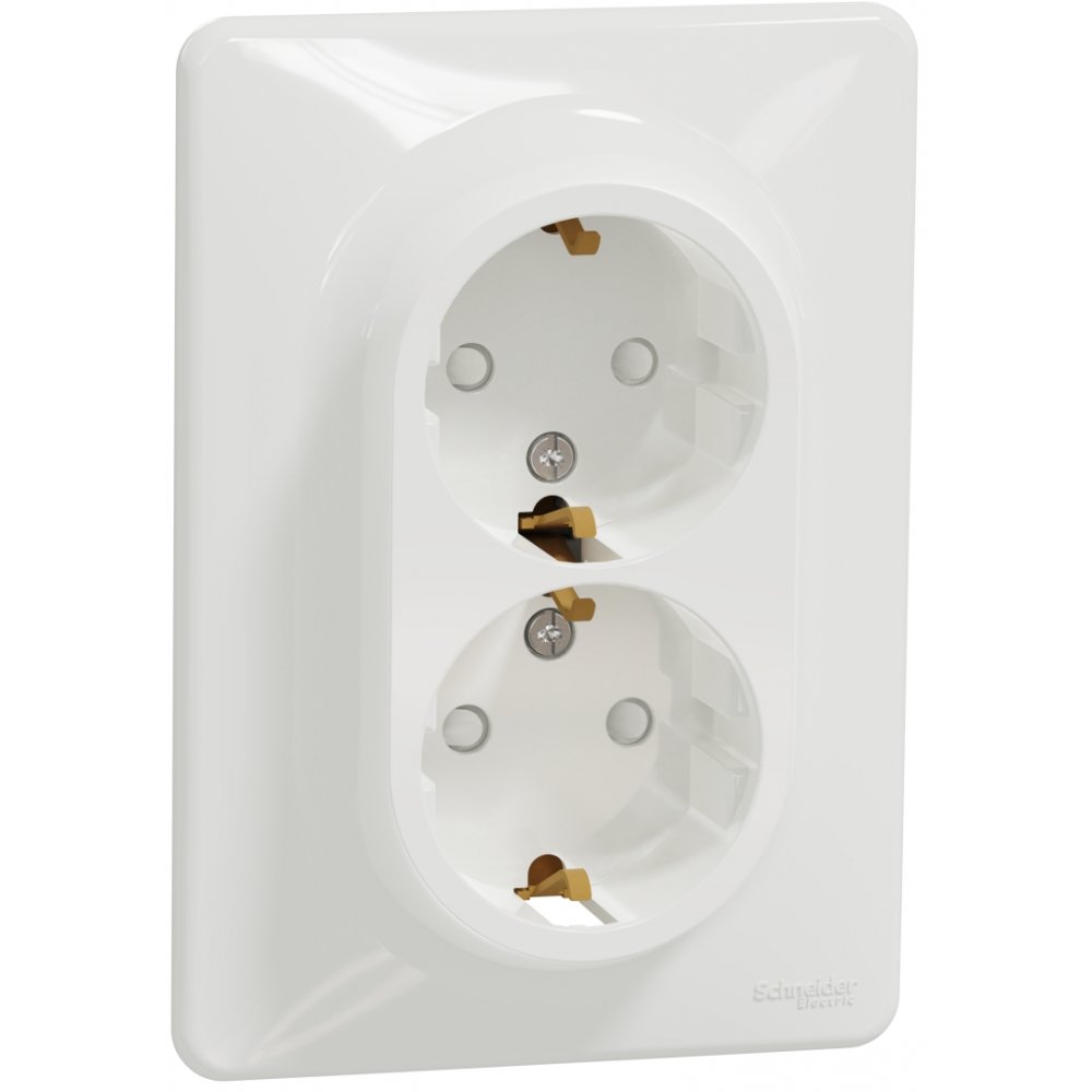 Priza dubla 2P+E cu obturatoare Schneider Sedna Design SDD311221, alb