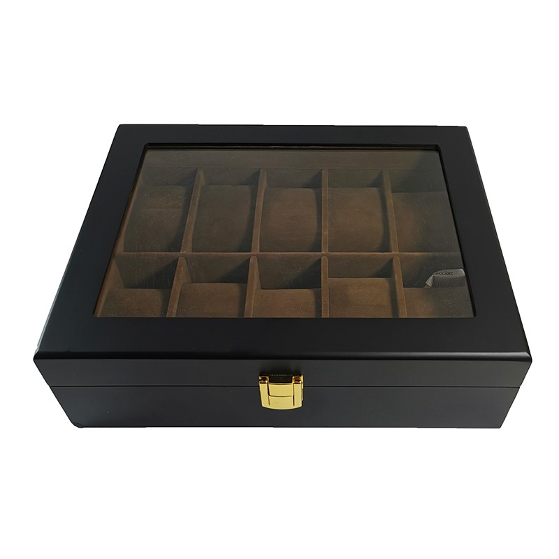 Cutie neagra din lemn pentru 12 ceasuri RESIGILATA