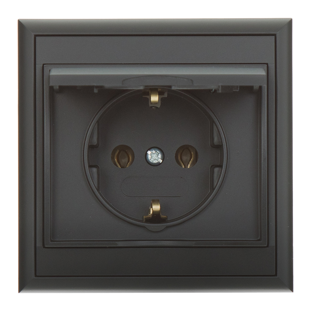 Priza simpla ingropata cu capac Abex Schuko 2P+T, 4000 W, 16 A, IP 44, negru