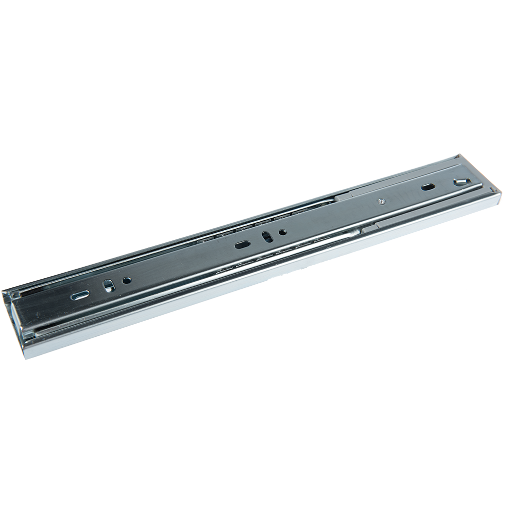 Glisiera TEKO cu bile si amortizor, zincat alb, extractie totala, 300 x 45 mm