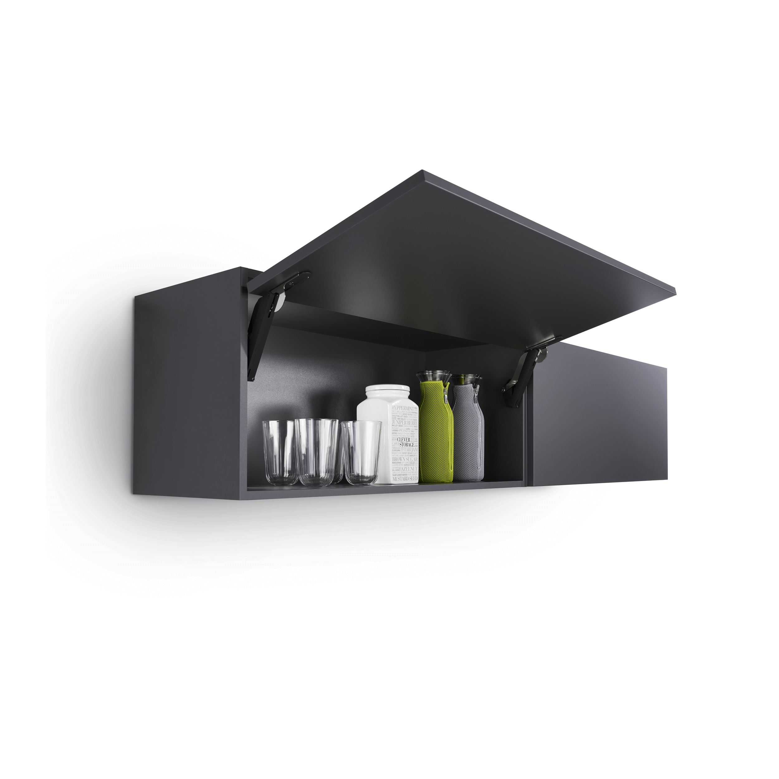 Mecanism Kesseboehmer Free Space PTO pentru ridicare front din lemn/PAL/MDF/sau rama aluminiu, otel si plastic, antracit, 350 x 650 mm