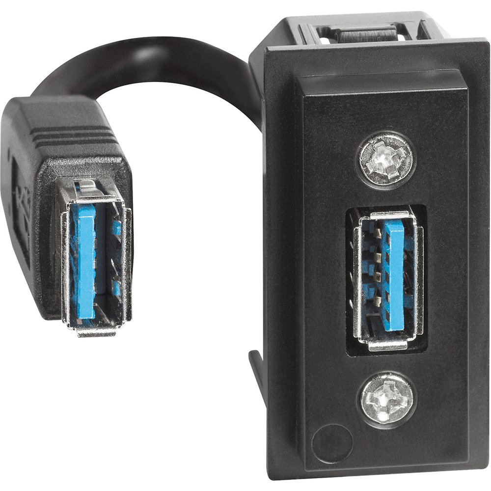 Conector USB tip A preconectat 1 modul Bticino Living Now K4285P, alb, negru, nisip