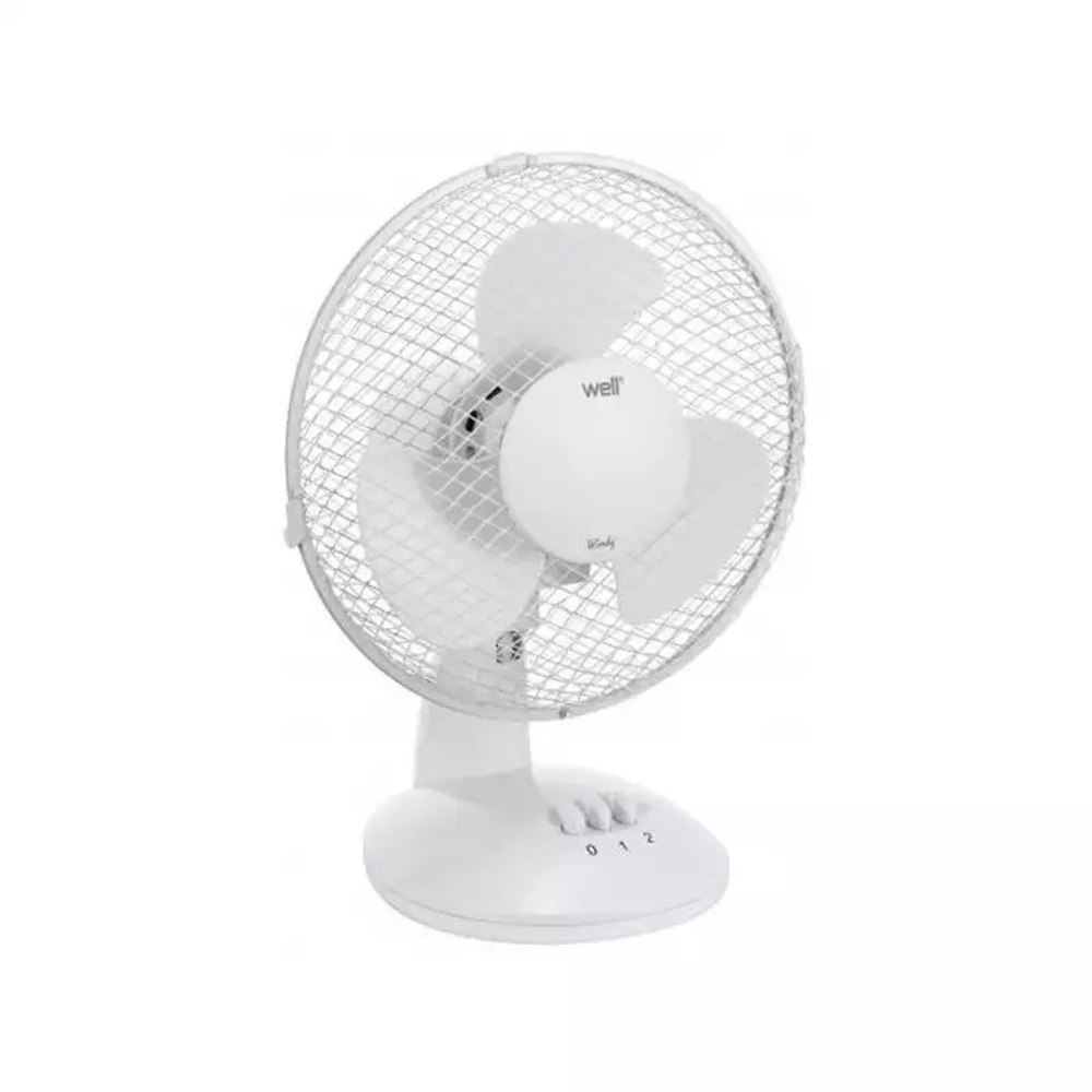 Ventilator de masa Well 9, 30W, 2 trepte, plastic, alb, 27 cm