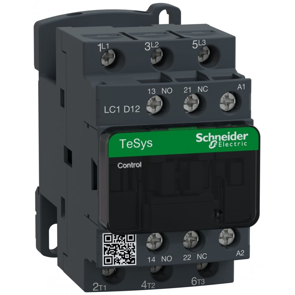 Contactor TeSys D3P 12A AC-3440V - aux 1NO+1NC - 24V 50Hz Schneider LC1D12B5