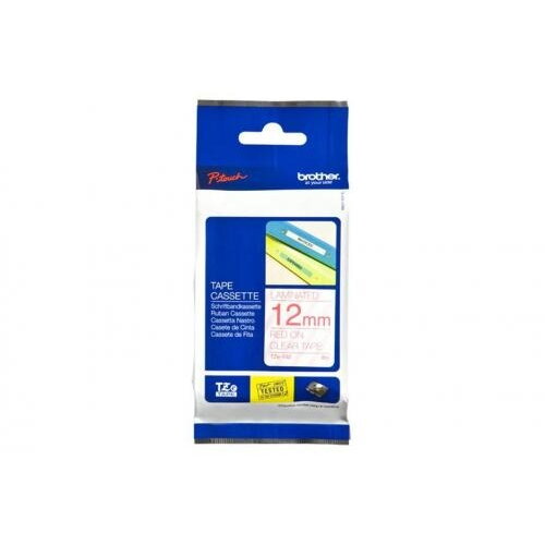Banda Laminata TZE132 Red on Clear, 12mm